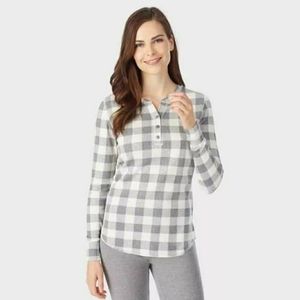 Cuddl Duds Women's Waffle Plaid Thermal Henley